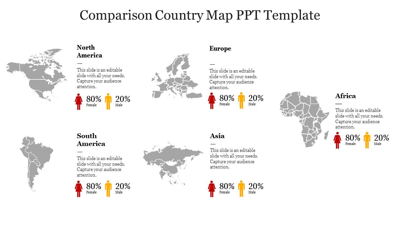 Comparison Country Map PPT Template